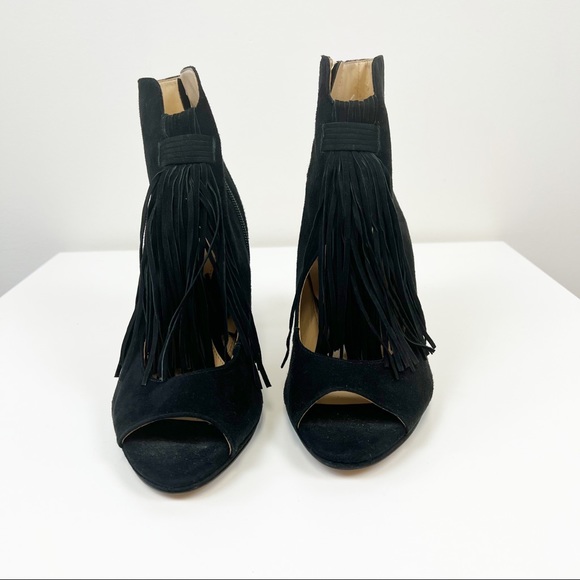 Vince Camuto Peep Toe Leather Fringe Detail Dress Sandal Size 9.5 - Picture 4 of 8